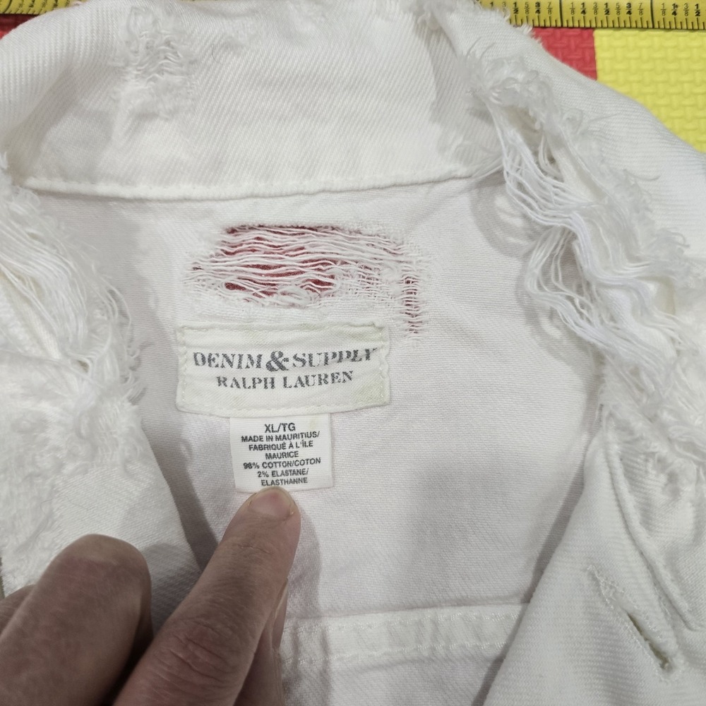 NWT‎ Denim & Supply Ralph Lauren White Distressed Trucker Jacket Womens XL... - Picture 6 of 12